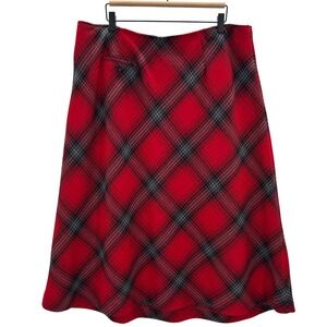 VTG Talbots Woman Petite Plaid Wool Blend Midi Skirt Size 18W Academia Heritage
